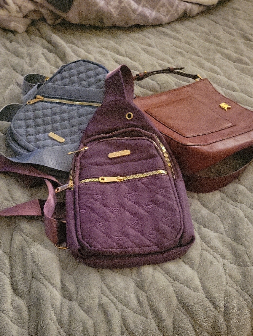 Michael Kors  and Purple And Gray Quilted Crossbody Sling Bag Duo - Picture 2 of 2